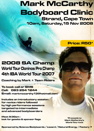 Mark McCarthy Bodyboarding Clinic - Cape Town poster