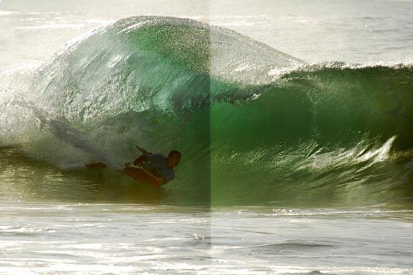 Marc Whitelaw, bottom turn at The Wedge (Plett)